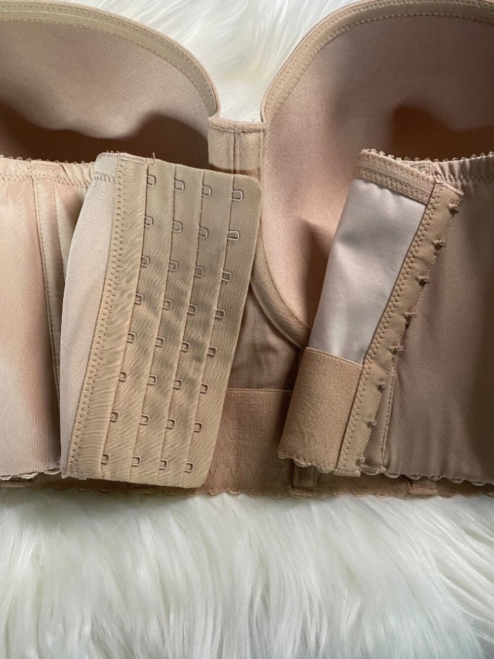 NEW Parfait Longline Strapless Bra European Nude Size 40E Lace Detail P50116 - Picture 6 of 9